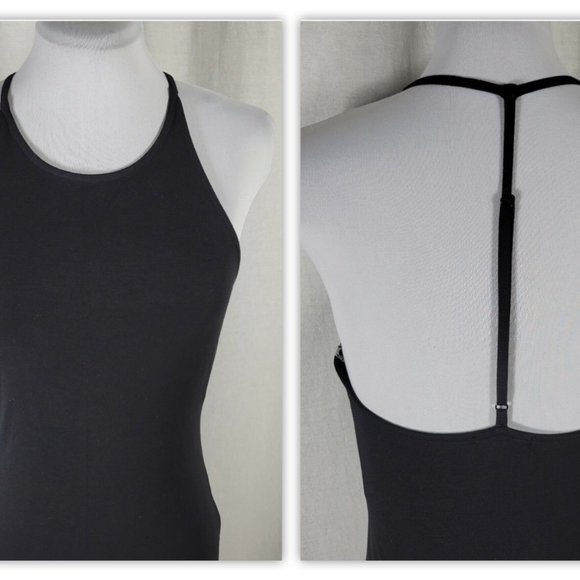 SNST Bodycon Midi Dress S Black T-back Side Slit Knit Material NWT - Picture 4 of 11